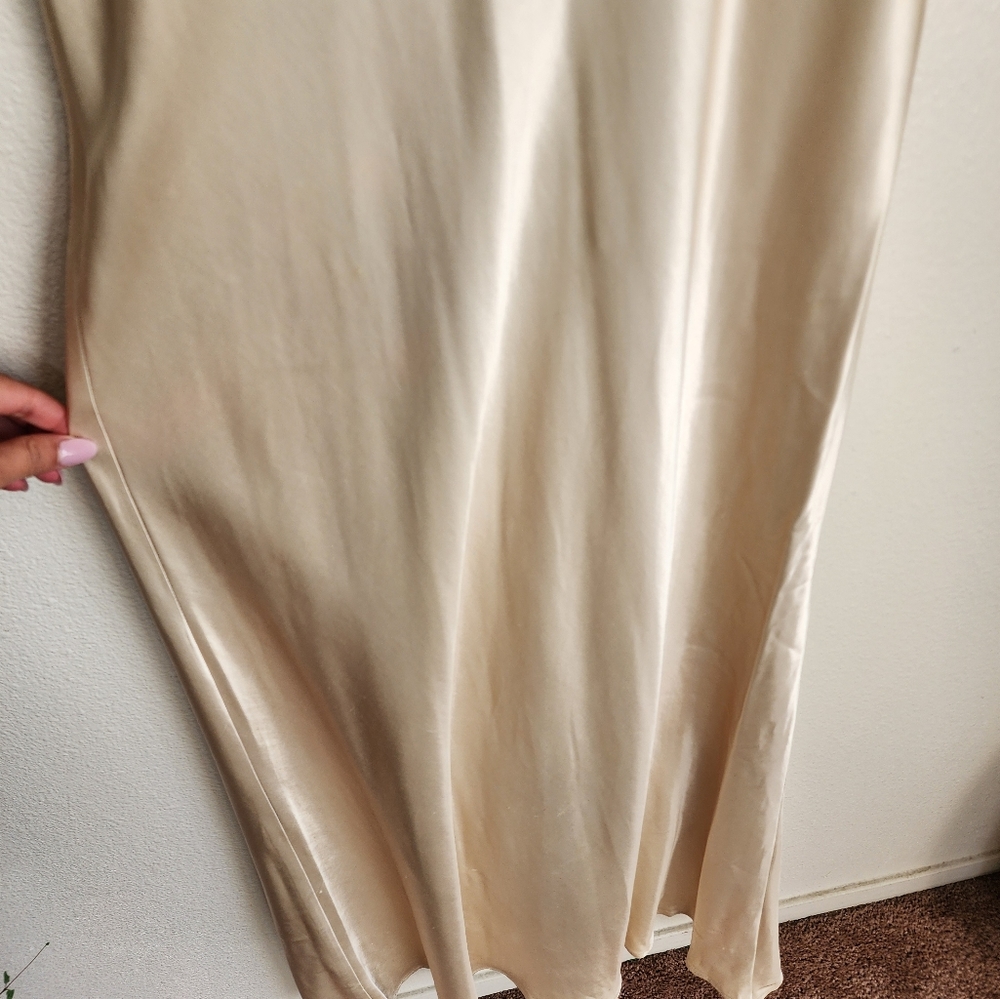 Vintage Be Smart Velvet Jaquard Floral Satin Gown In Champagne Women's M - Picture 5 of 16